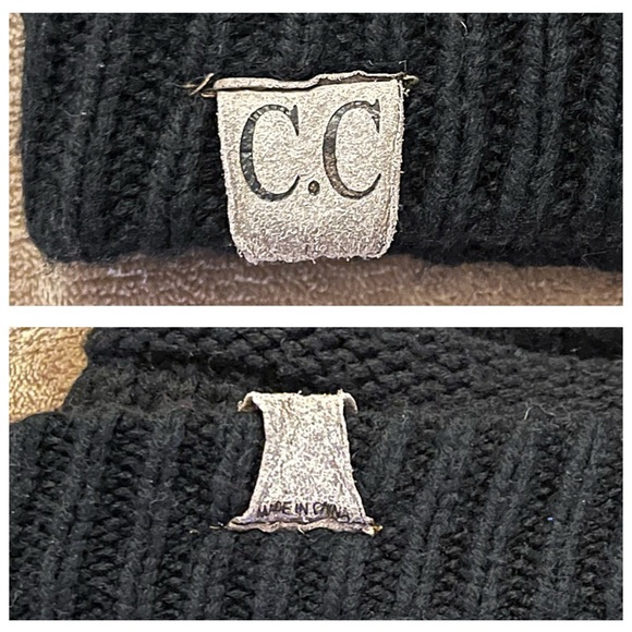 C.C CLASSIC CABLE KNIT BEANIE Women’s Warm Black Chunky Stretch Skully OSFM! - Picture 5 of 9
